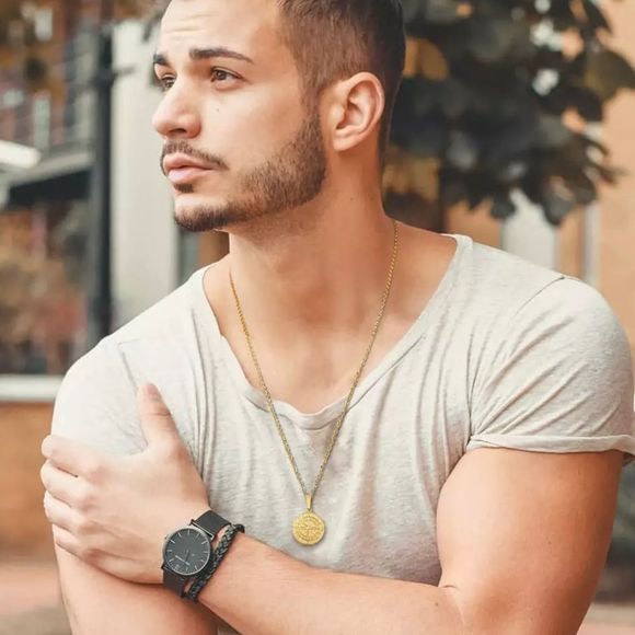 COPY - Men’s Compass Pendant Chain Necklace 24” inch Long - Picture 3 of 3